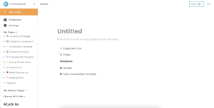 A blank Klyck page. Untitled the user can take this blank canvas and turn it into anything they can dream off.