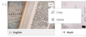 screenshot of the klyck pages app showing how to copy or delete a subpage
