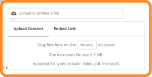 screenshot of the klyck pages app showing the upload content placeholder and prompt