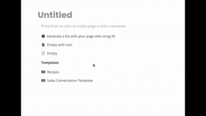 A screen recording GIF of the component menu using the slash command on the Klyck Pages