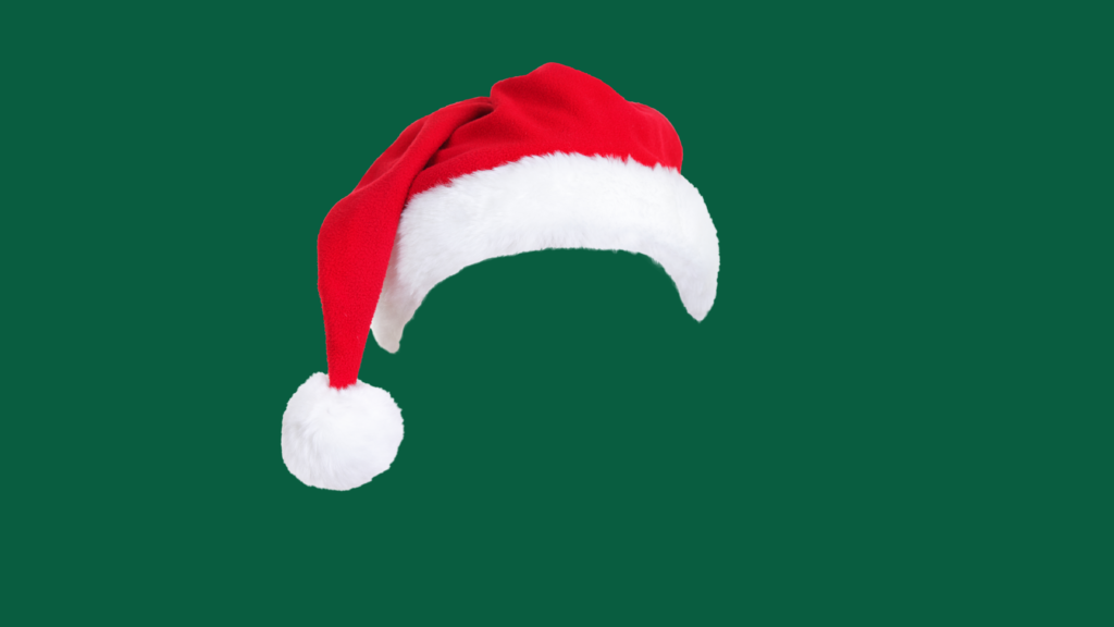 Green background with Santa hat