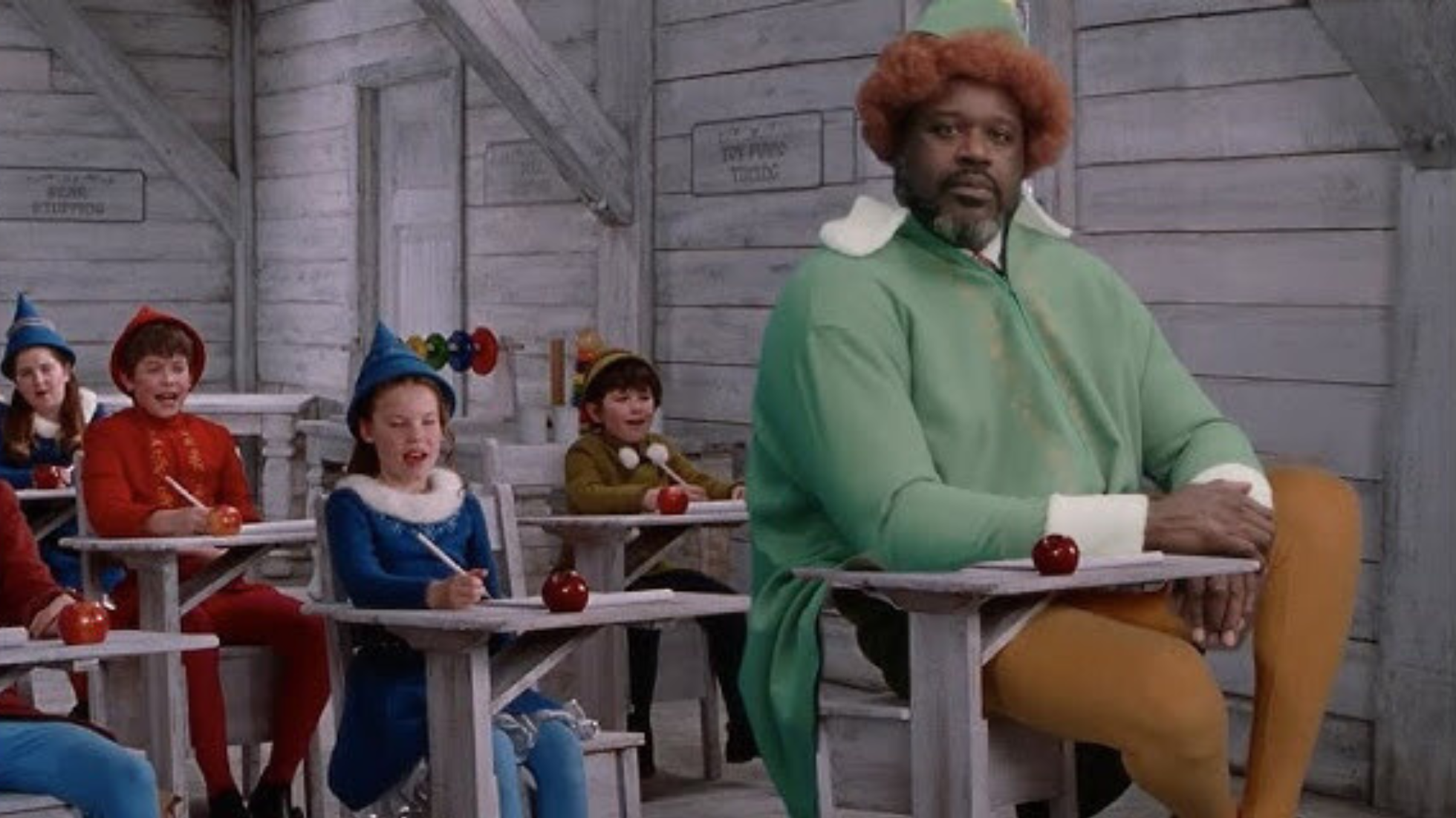 Shaq as Buddy the Elf in elf school