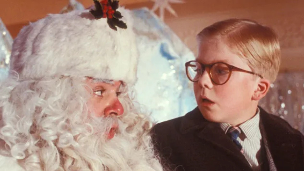 Ralphie Parker from A Christmas Story with Santa