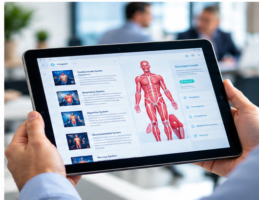 Field rep presenting content on a tablet