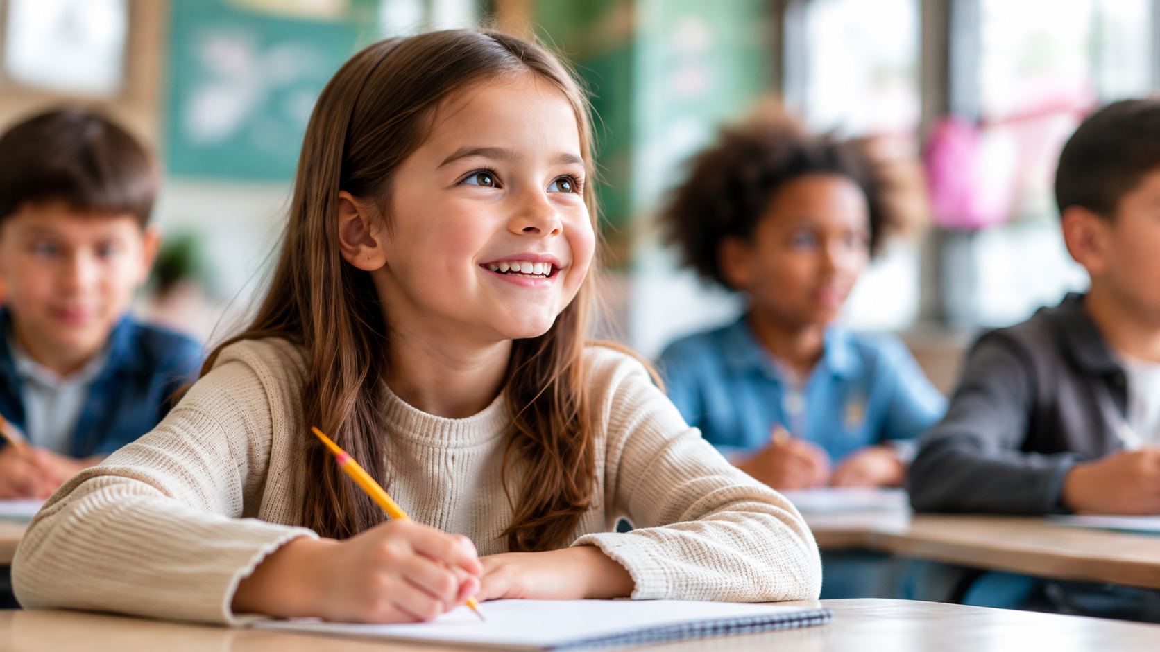 K-12 students in a classroom