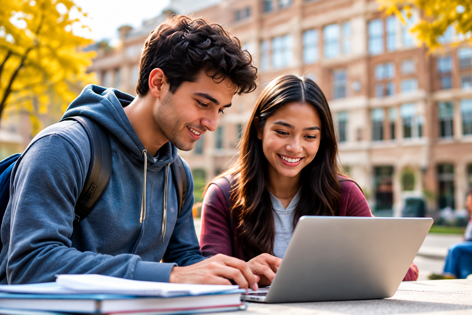 College students studying together